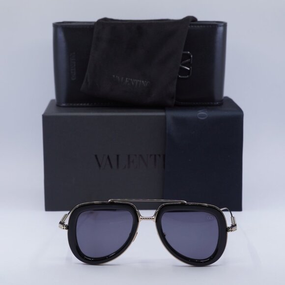 Valentino V-LSTORY VLS-129A Aviator Sunglasses - Shiny Black/Grey - Picture 2 of 9